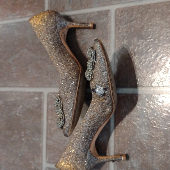 manolo blahnik hangisi crystal glitter pump heel size 36.5 size 6 - Picture 7 of 17